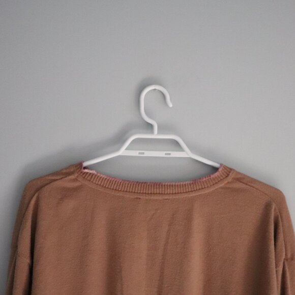 Democracy Brown Medium Lightweight Soft Pocket Ribbed Knit Pullover Sweater Top - Picture 6 of 12